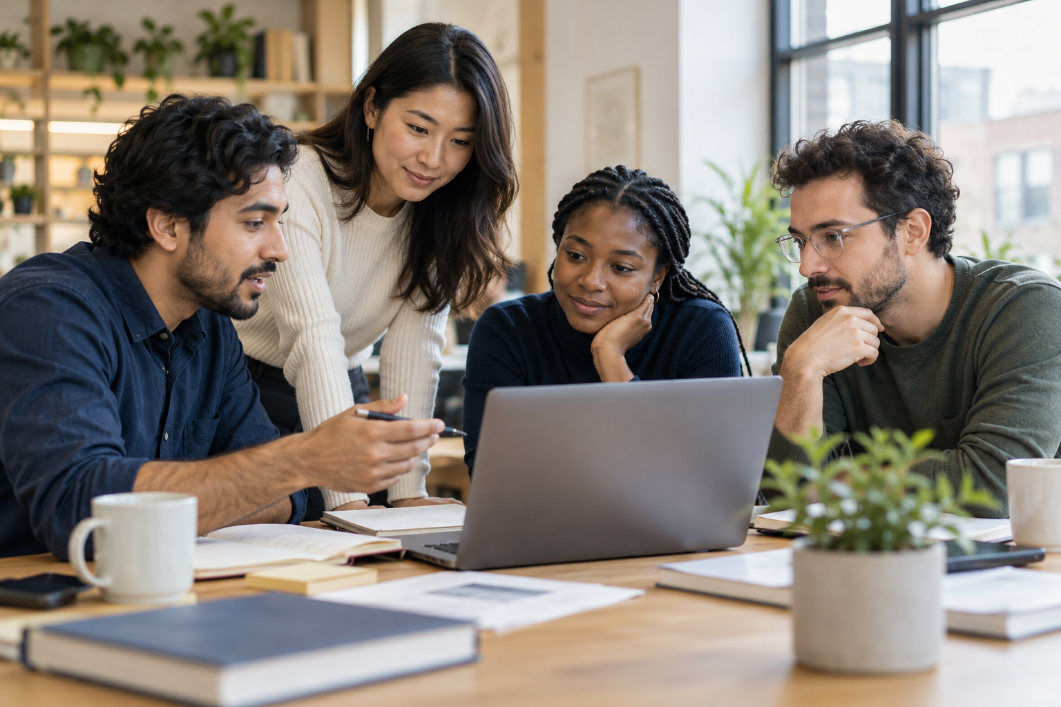 Editorial image of a team discussing an AI use case